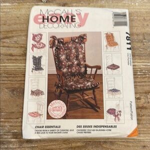 McCall’s Easy Home Decorating Chair Essentials 7811 Uncut Cover Sewing Pattern
